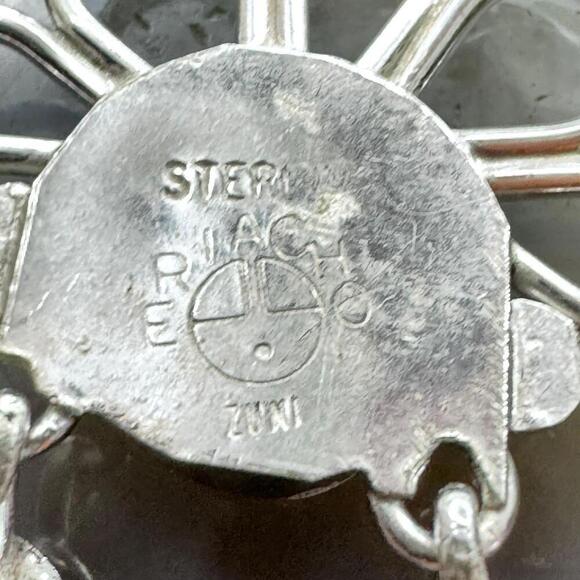 Ola Eriacho Zuni Sterling Silver Multistone Inlay Sunburst Pendant For Women - Picture 6 of 10